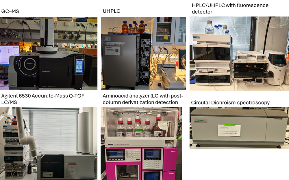 Photos of the spectroscopic and chromatographic analytics equipments.